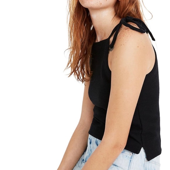 madewell thread & texture black tie strap tank - Picture 1 of 5